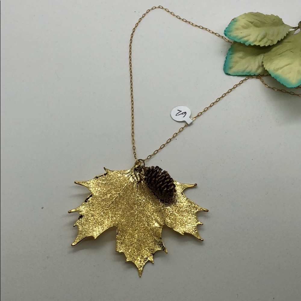 Gold dipped leaf necklace